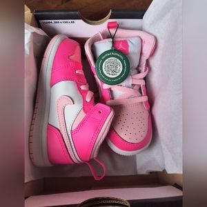 Kids Jordan white fierce pink sneakers